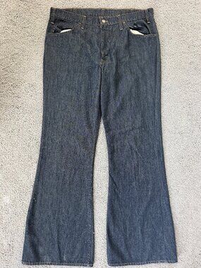 Vtg Authentic 1975 Levis 663 Orange Tab Bell Bottom Jeans Dark Wash Flare USA